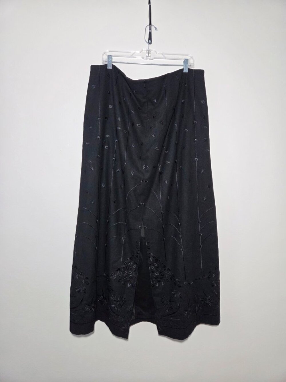 Black Talbots Embroidered Wool Blend Lined Maxi Skirt - Picture 2 of 5